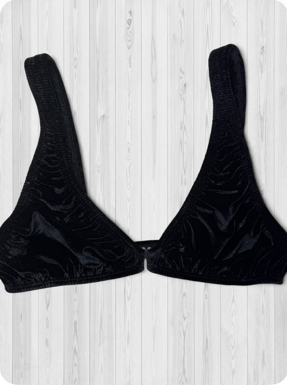 SKIMS Onyx Stretch Velvet Front Closure Bra Sample.